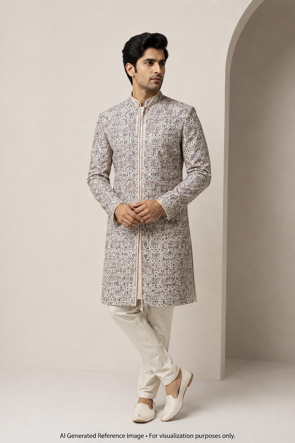 Mughal Paisley & Floral Silk Threadwork Fabric | 2504014