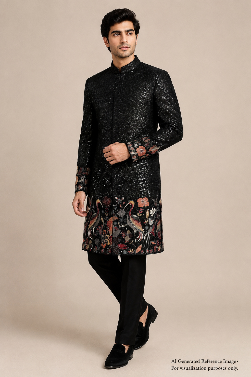 Midnight Flamingo Heritage Sequin Silk | 2504679