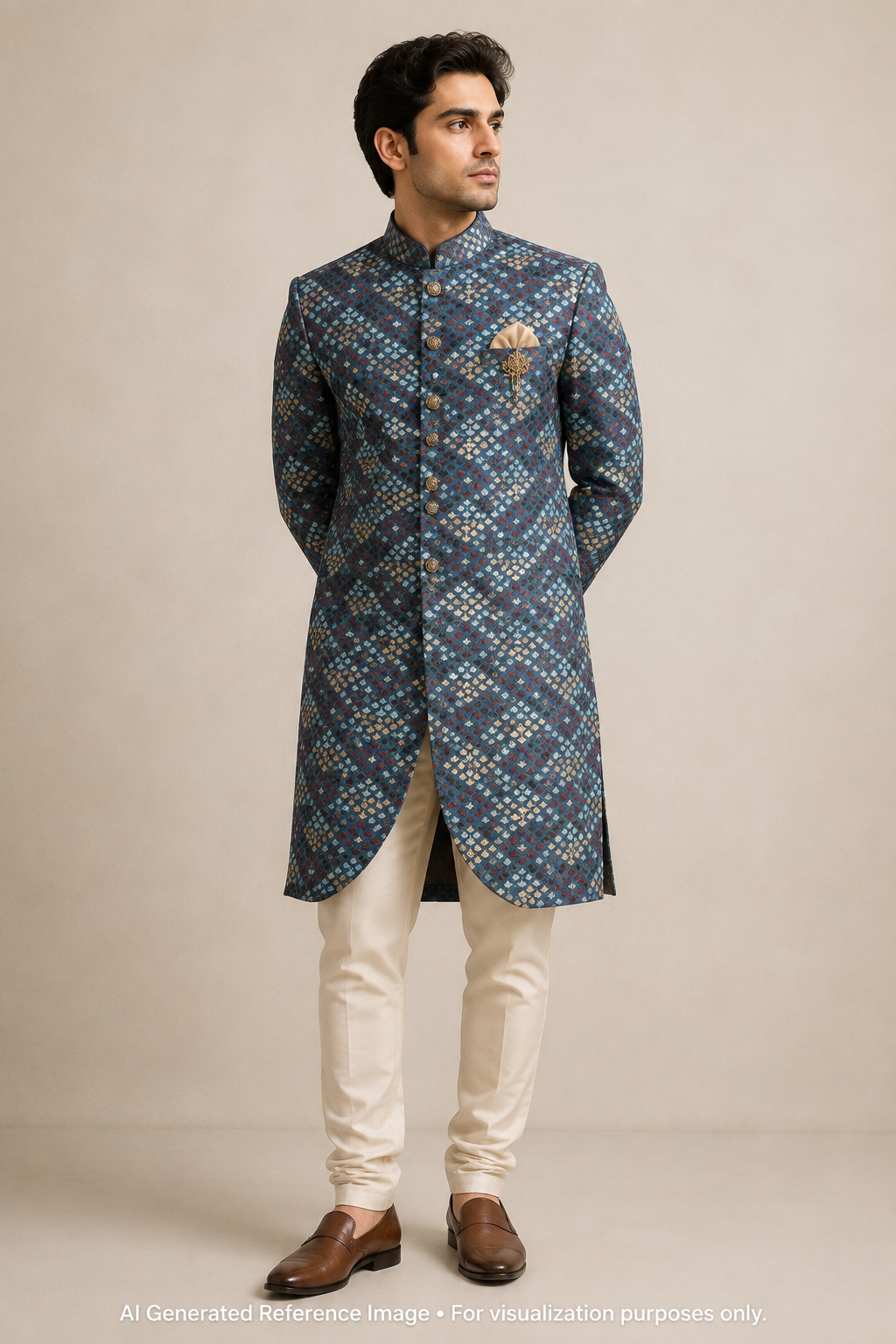 Blue Multicolour Threadwork Fabric | 2504460