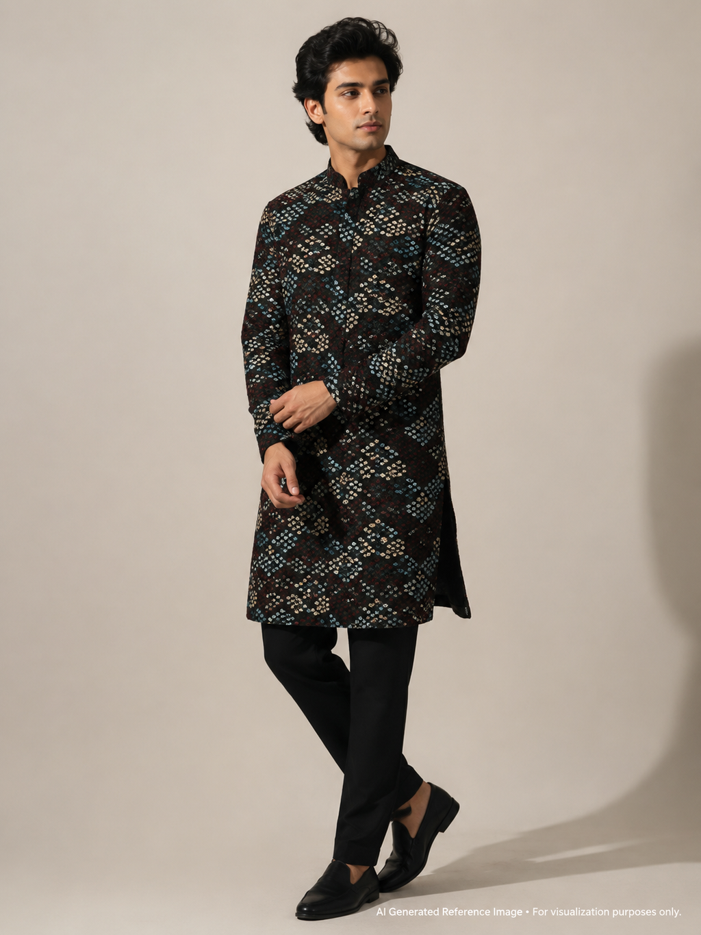 Midnight Bloom Multicolour Threadwork Fabric | 2504461