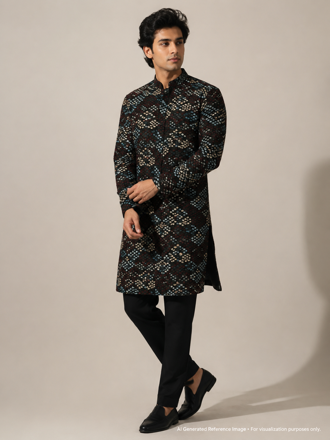 Midnight Bloom Multicolour Threadwork Fabric | 2504461