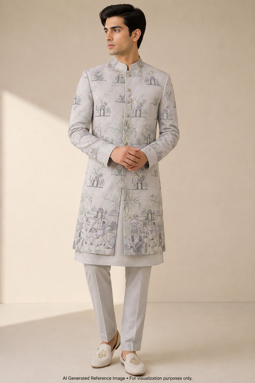 Ivory Mughal Heritage Embroidered Silk | 2504919