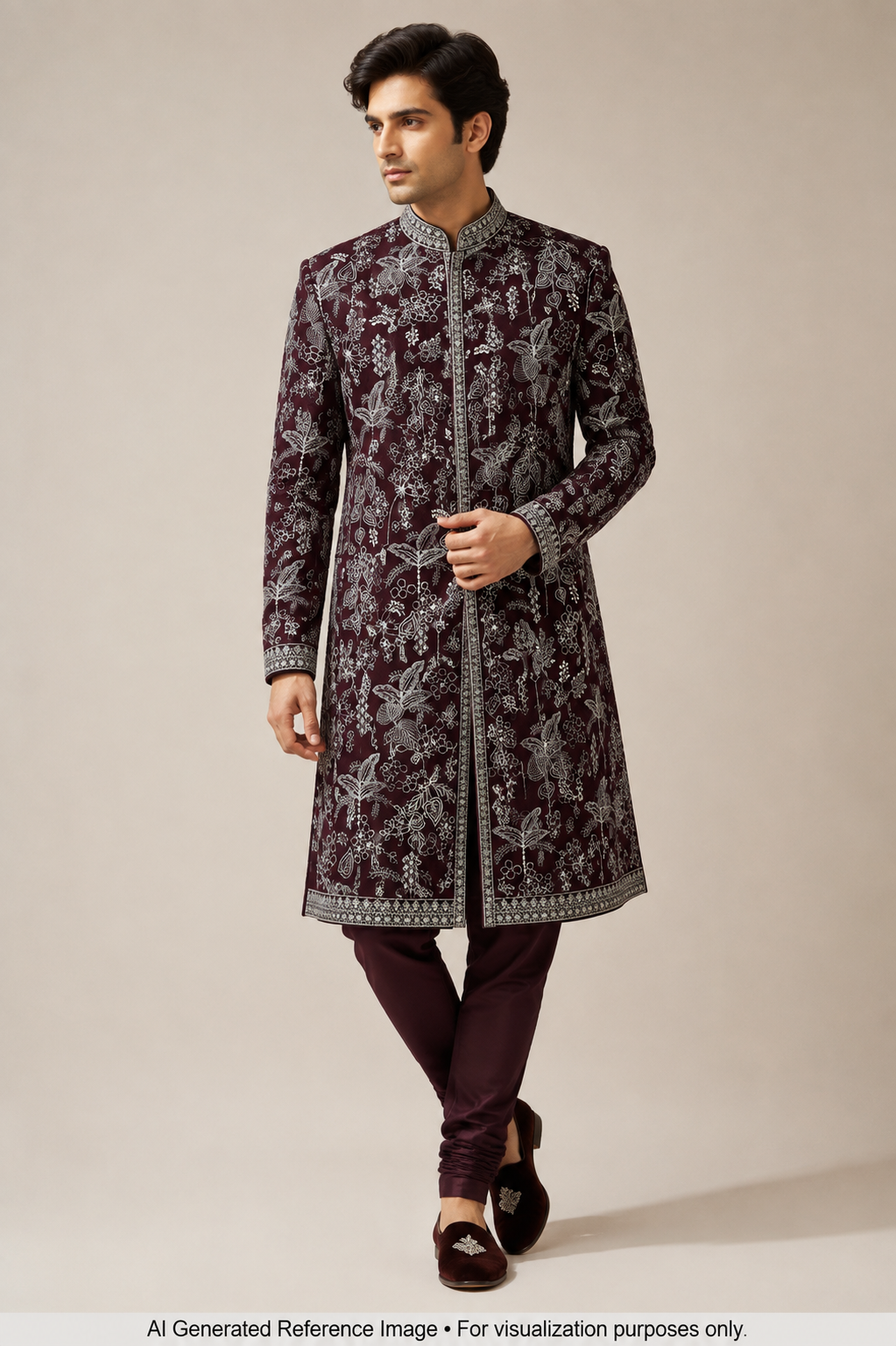 Burgundy Botanical Luxe Sequin Silk | 2506584