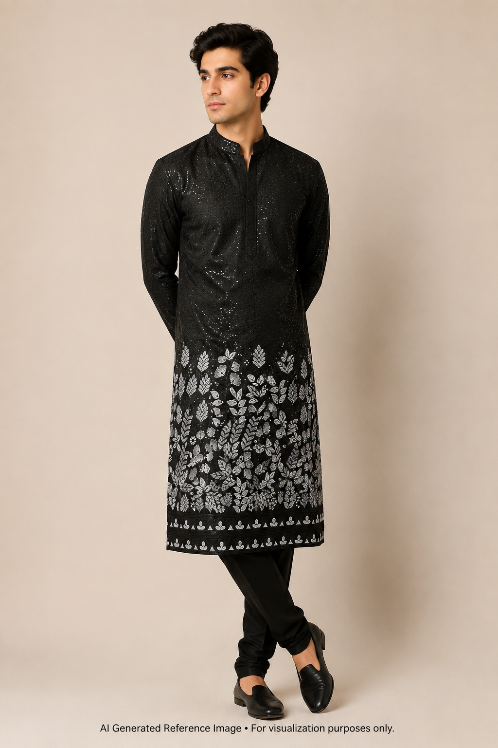 Midnight Silver Bloom Sequin Silk | 2504472