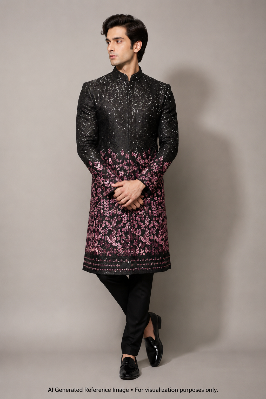 Midnight Bloom Sequin Embroidered Silk | 2504474