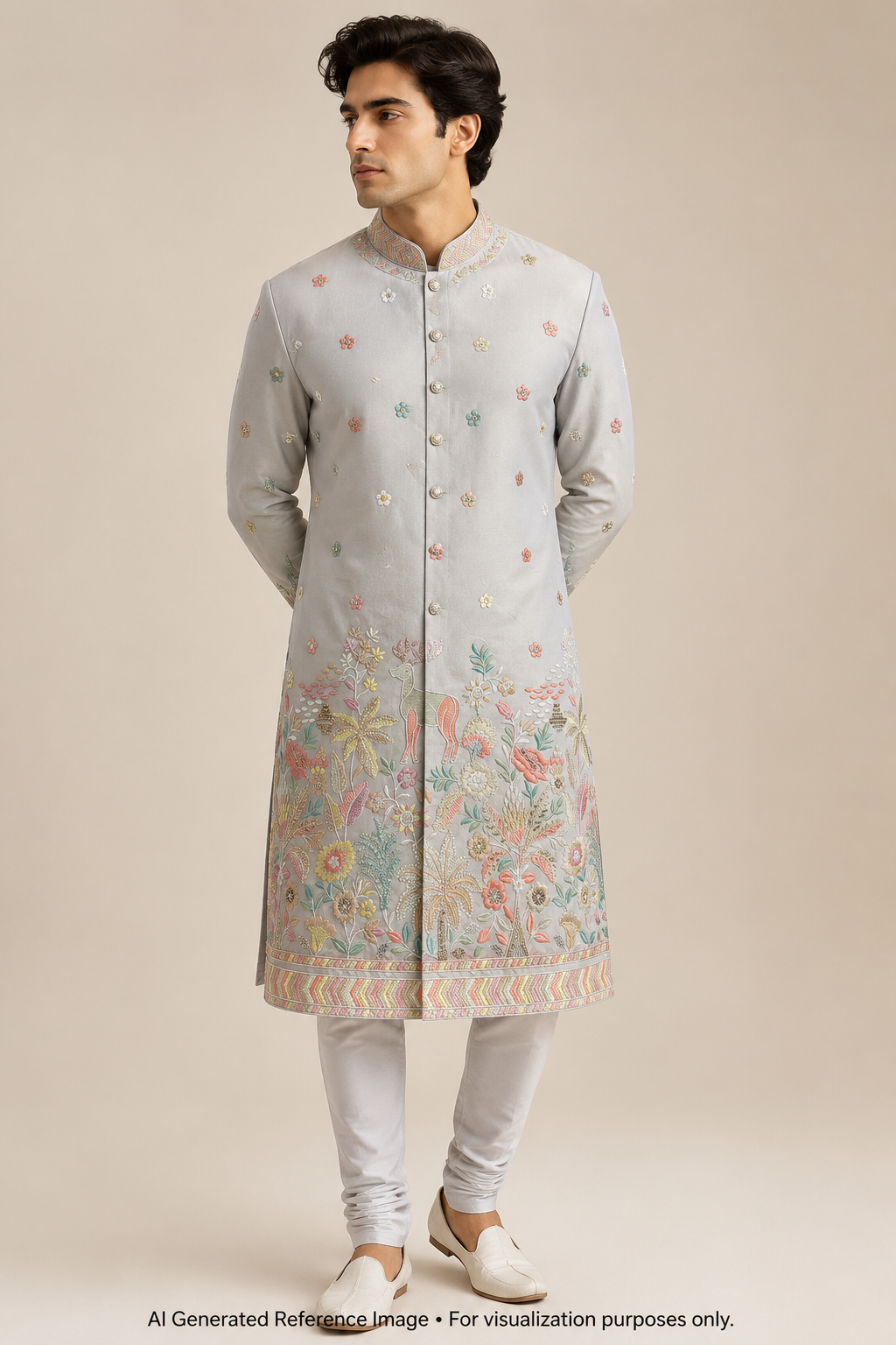 Pastel Garden Heritage Beadwork Embroidered Silk | 2504915