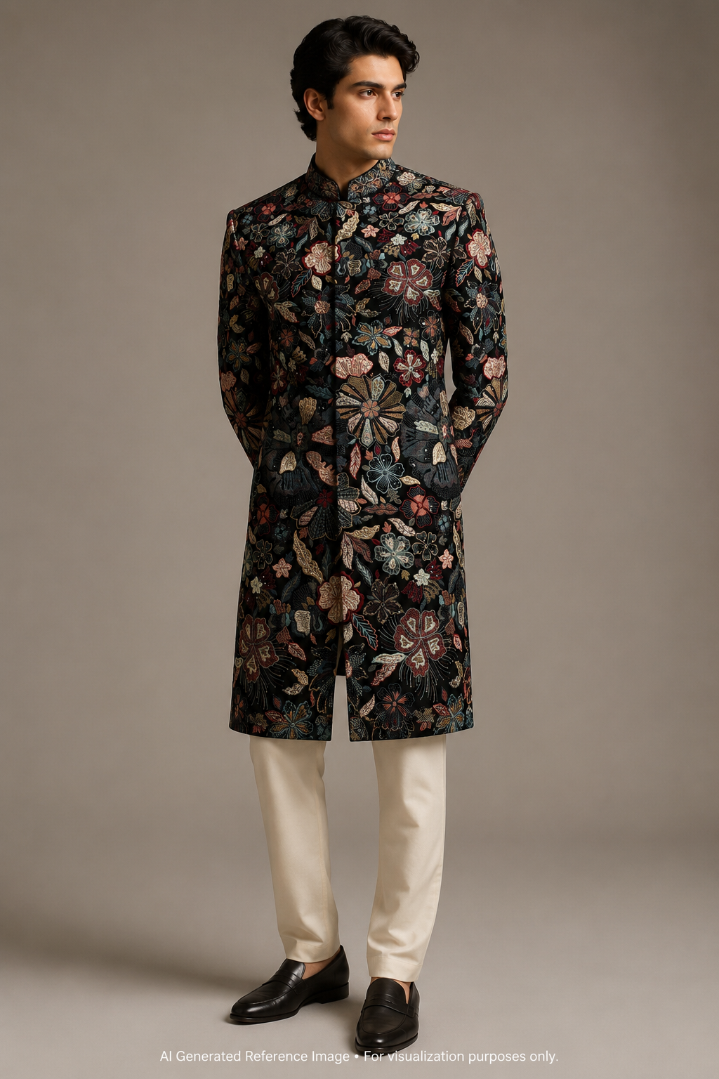 Silk with Multicolor Thread Embroidery | 2504701