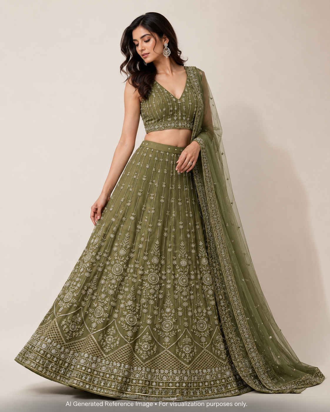 Green Royal Beadwork Net Fabric | 2502899