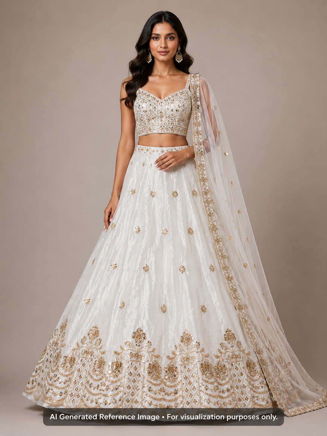 Floral Arch Beadwork Crepe Fabric | 2507408