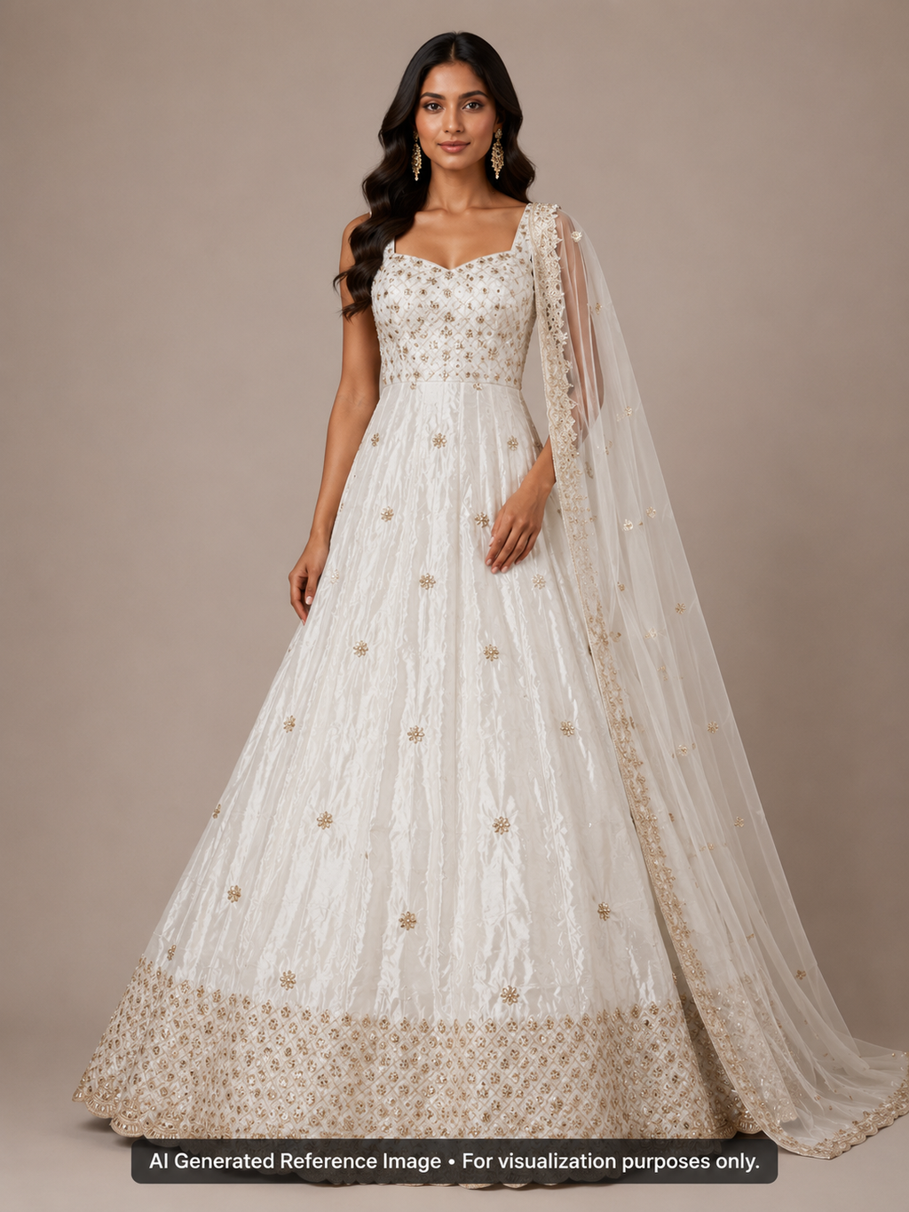 Lattice Beadwork Crepe Fabric | 2507408