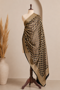 Black Pure Mysore Georgette Banarasi Bandhej Dupatta | 2500849