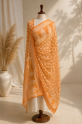 Mustard Orange Pure Mysore Georgette Banarasi Bandhej Dupatta | 2500866