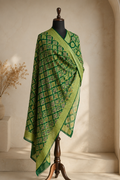 Emerald Green Pure Mysore Georgette Banarasi Bandhej Dupatta | 2500843