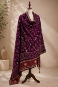 Wine Pure Gajji Silk Bandhej Dupatta with Hand Embroidery | 2500822