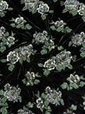 Black Emerald Green Floral Beaded Velvet Fabric | 2506644