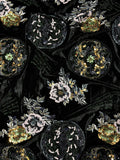 Black Floral & Paisley Embellished Velvet Fabric | 2506644