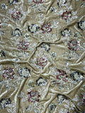 Olive Taupe Floral Beaded Velvet Fabric | 2506695