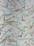 Off-White Floral Beaded Velvet Fabric | 2506648