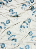 Ivory Blue Floral Sequin Velvet Fabric | 2506700