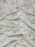 Off-White Pastel Floral Beadwork Velvet Fabric | 2506701