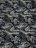 Midnight Paisley Sequin Embroidered Net Fabric | 2506652