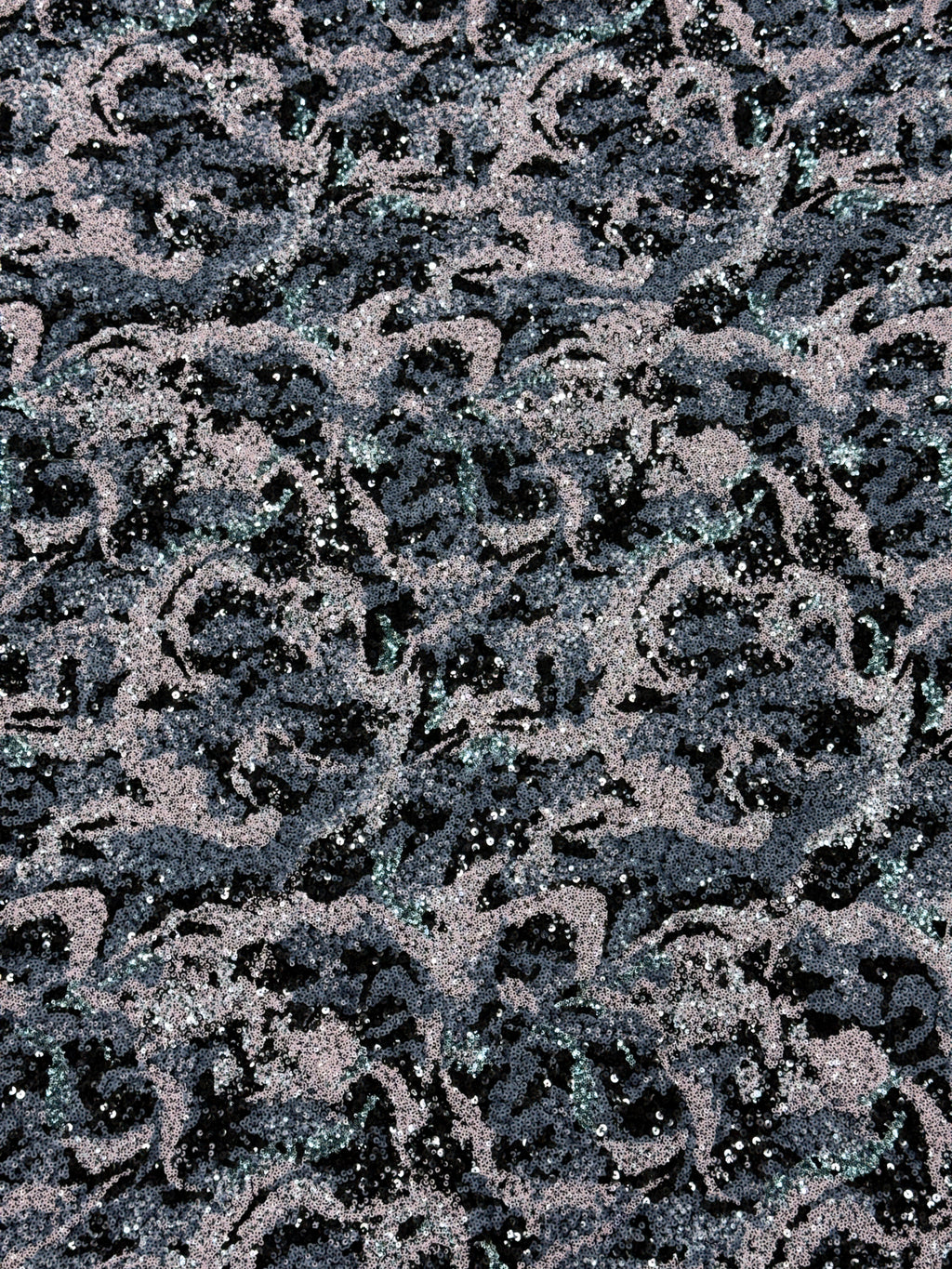 Midnight Mist Abstract Sequin Net Fabric | 2506650