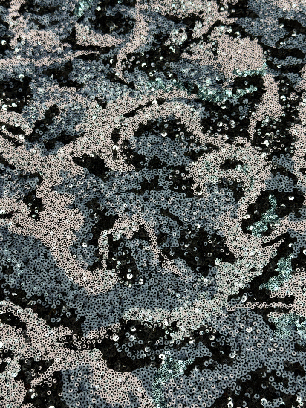 Midnight Mist Abstract Sequin Net Fabric | 2506650
