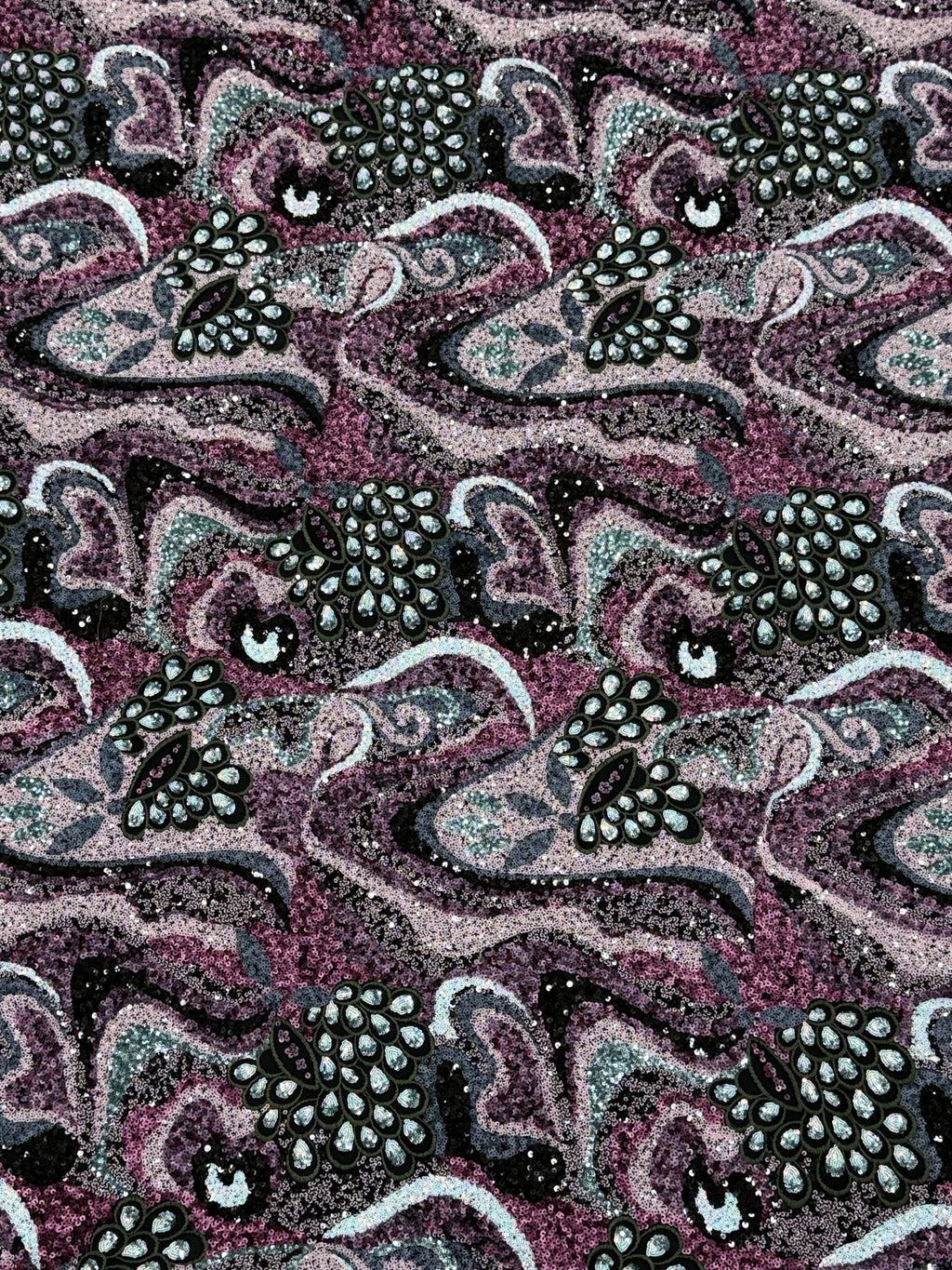 Blush Paisley Sequin Net Fabric | 2506652