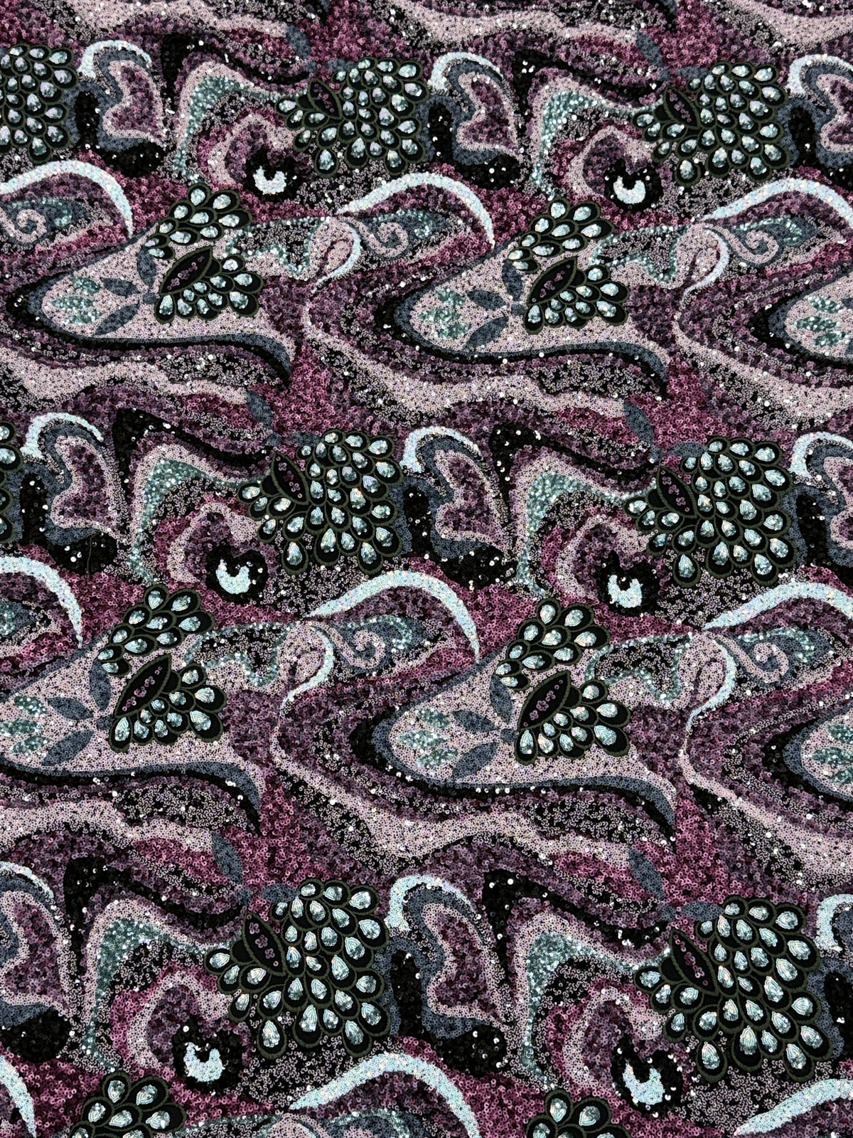 Blush Paisley Sequin Net Fabric | 2506652