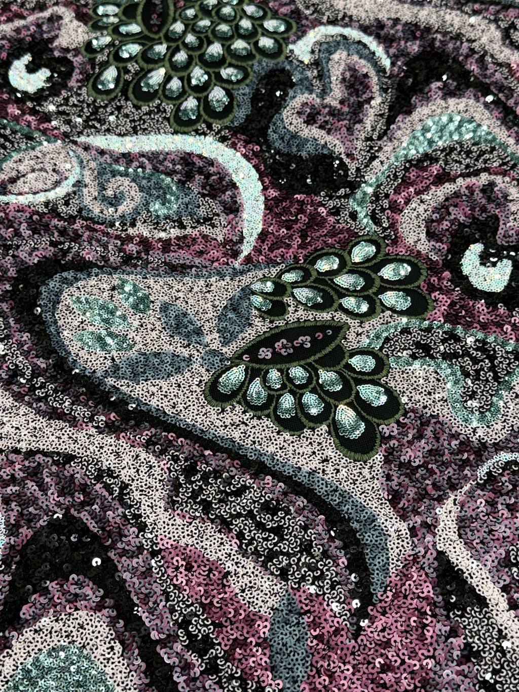 Blush Paisley Sequin Net Fabric | 2506652