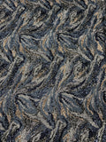 Midnight Gold Feather Sequin Net Fabric | 2506649