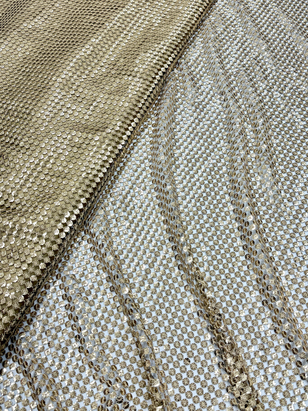Gold Sequin Cutwork Jaal Net Fabric | 2506689