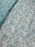 Sky Blue Floral Sequin Patchwork Glass Organza Fabric | 2503454