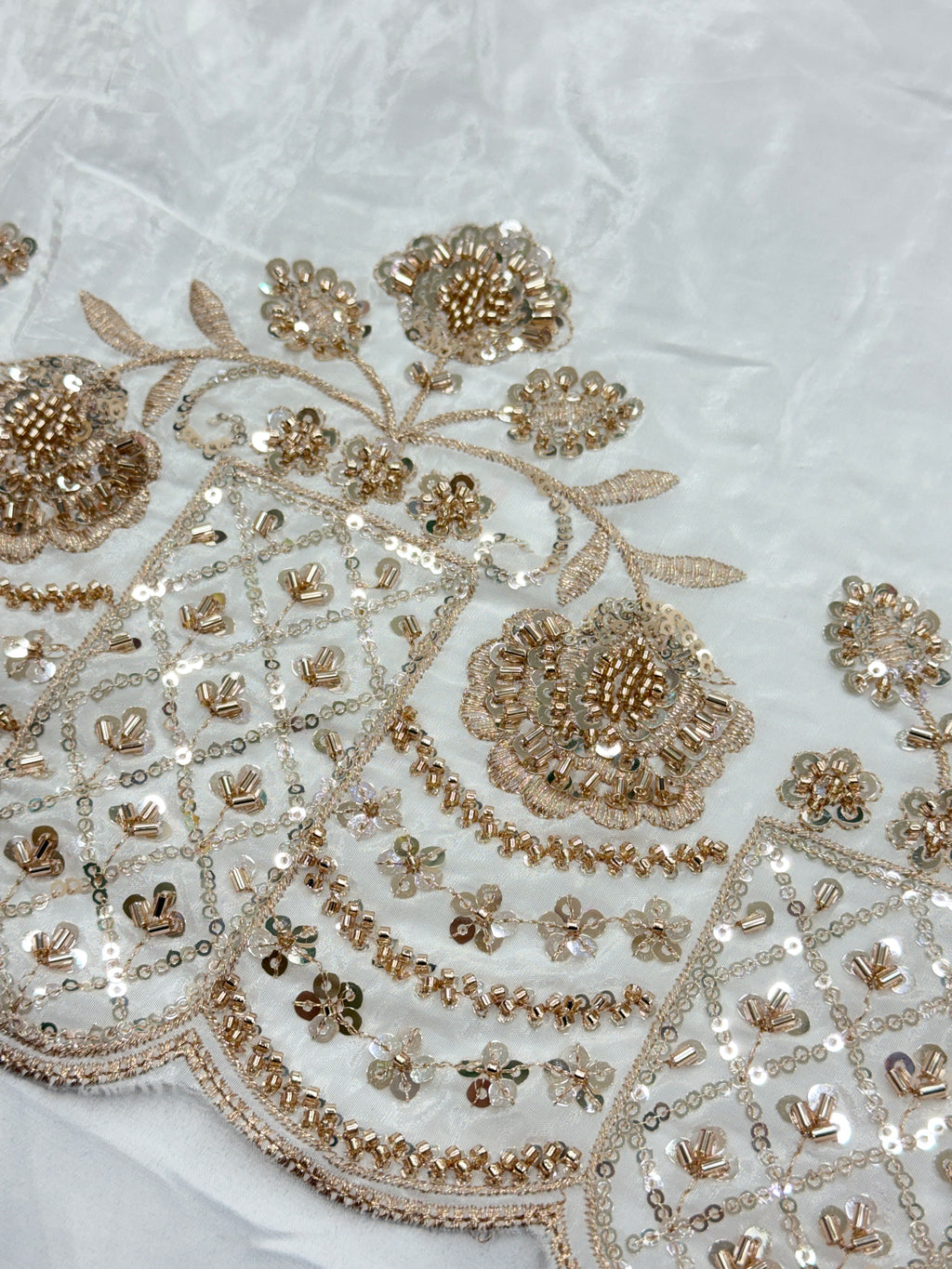Floral Arch Beadwork Crepe Fabric | 2507408