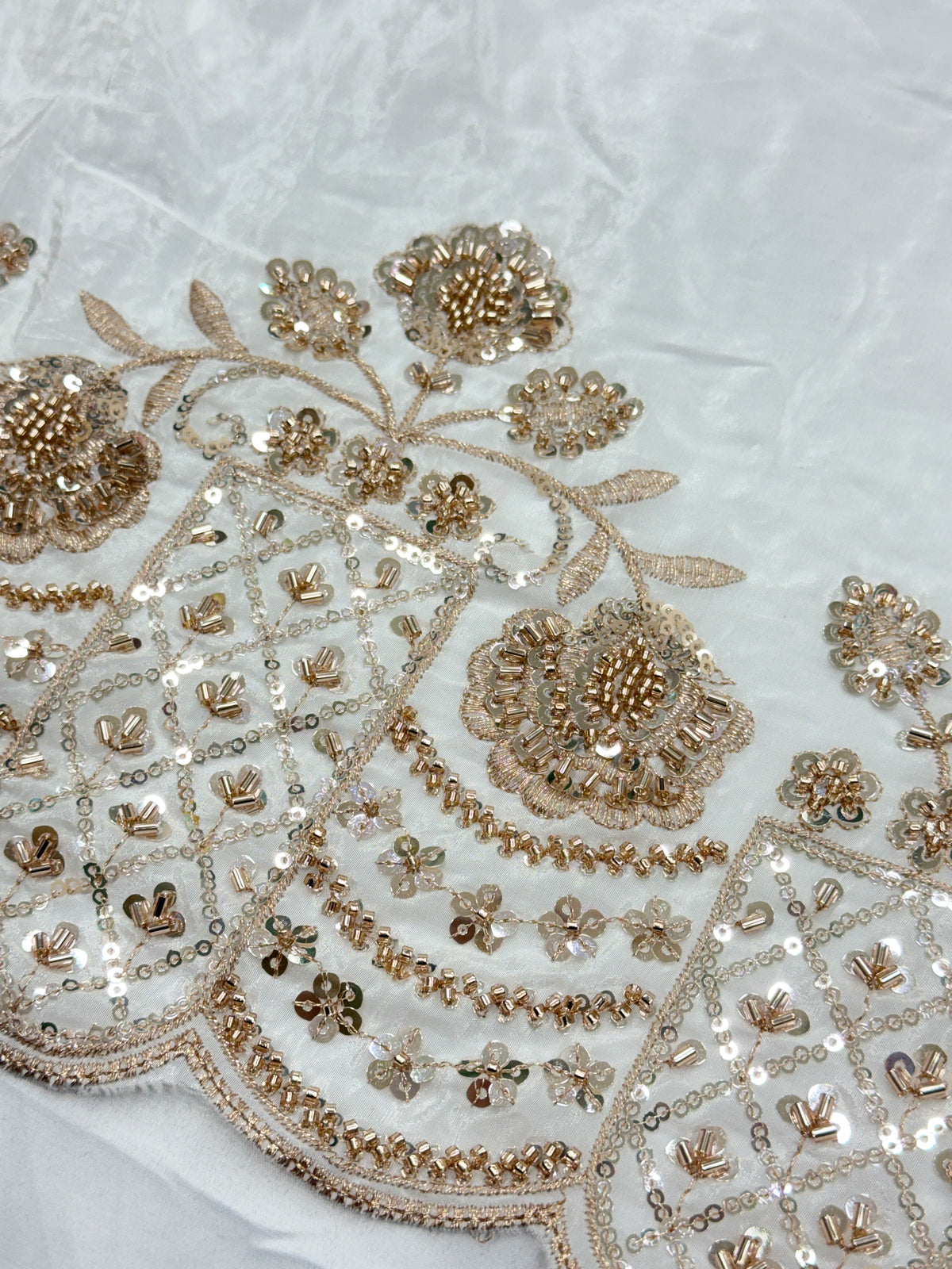 Floral Arch Beadwork Crepe Fabric | 2507408