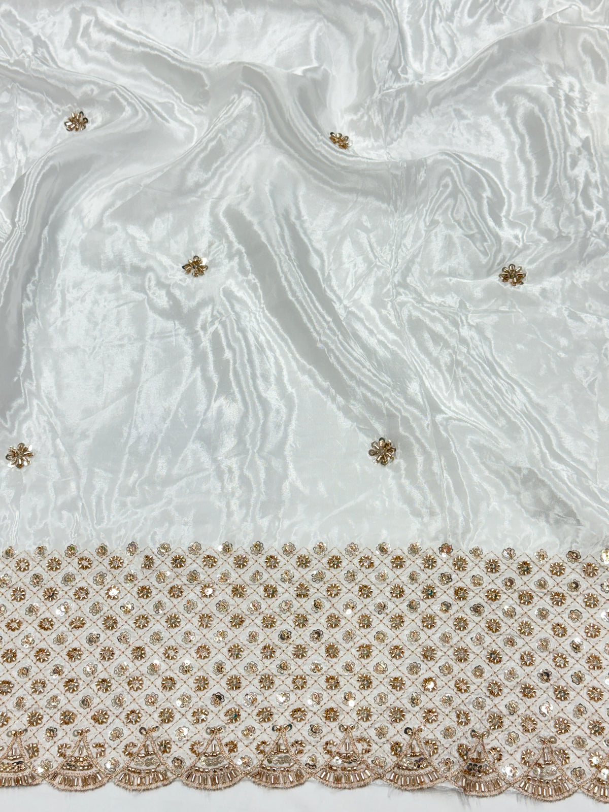 Lattice Beadwork Crepe Fabric | 2507408