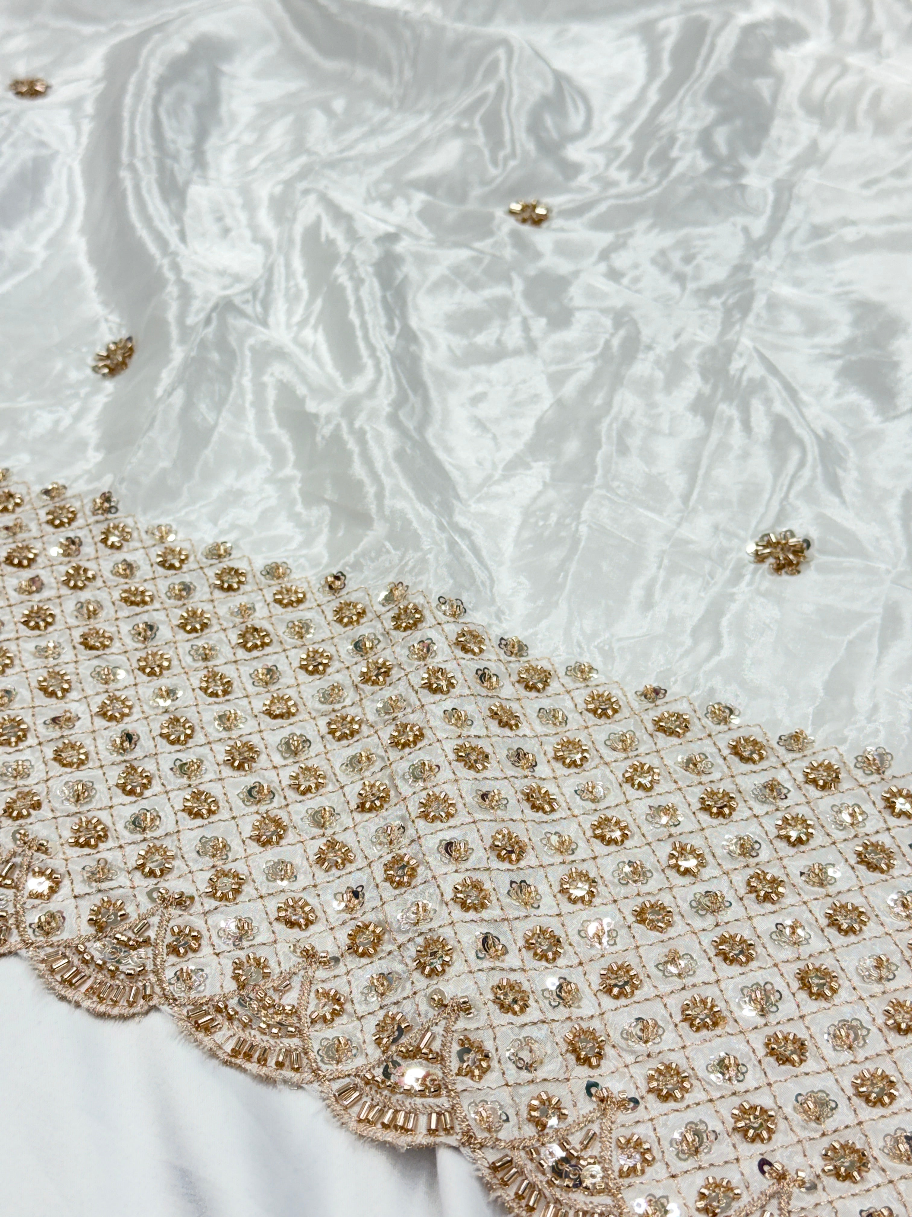 Lattice Beadwork Crepe Fabric | 2507408