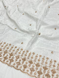 Pearl Gold Border Katdana Crepe Fabric | 2507408