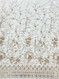 Peacock Garden Beadwork Crepe Fabric | 2506455