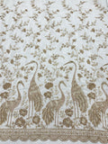 Peacock Beadwork Crepe Fabric | Designer Embroidered Fabric | 2506848