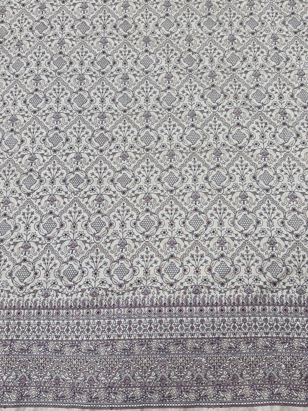 Mughal Floral Buta Silk Threadwork Fabric | 2504711