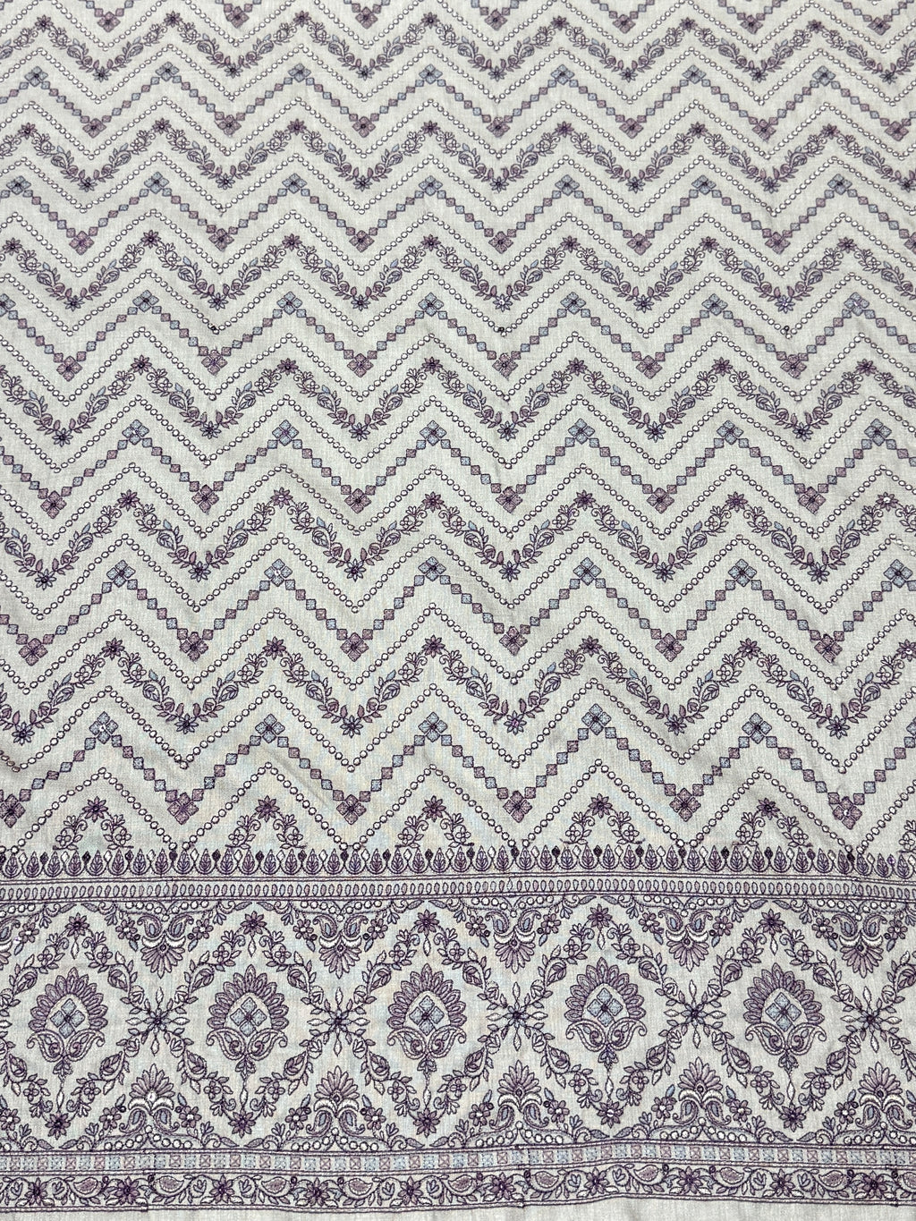 Geometric Floral Silk Threadwork Fabric | 2504709