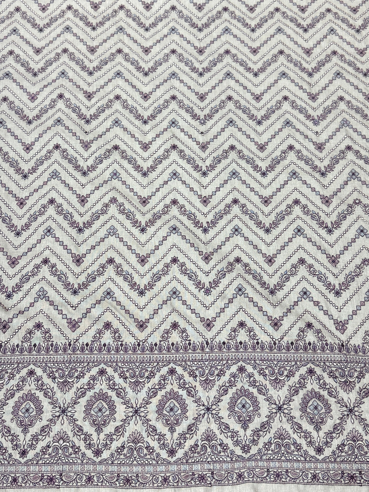 Geometric Floral Silk Threadwork Fabric | 2504709