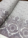 Royal Paisley Border Silk Threadwork Fabric | 2504014