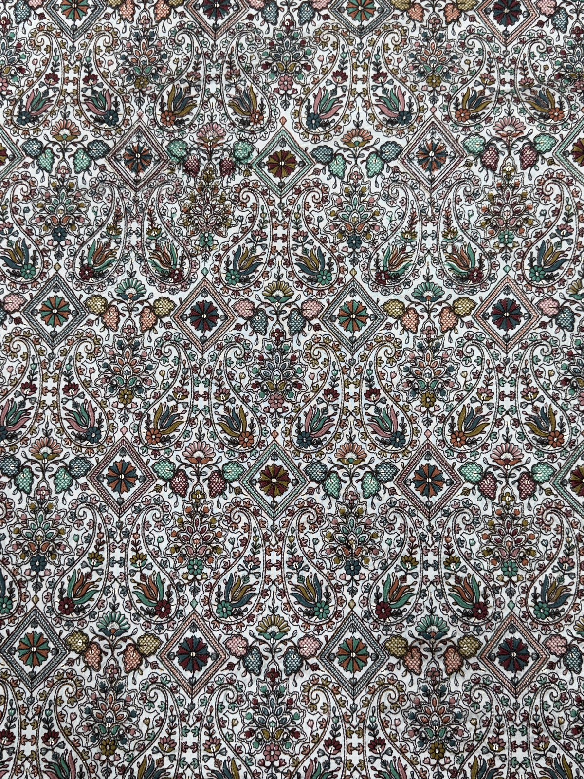Heritage Paisley & Floral Silk Threadwork Fabric | 2504706