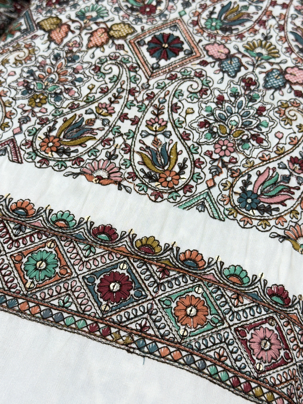 Heritage Paisley & Floral Silk Threadwork Fabric | 2504706