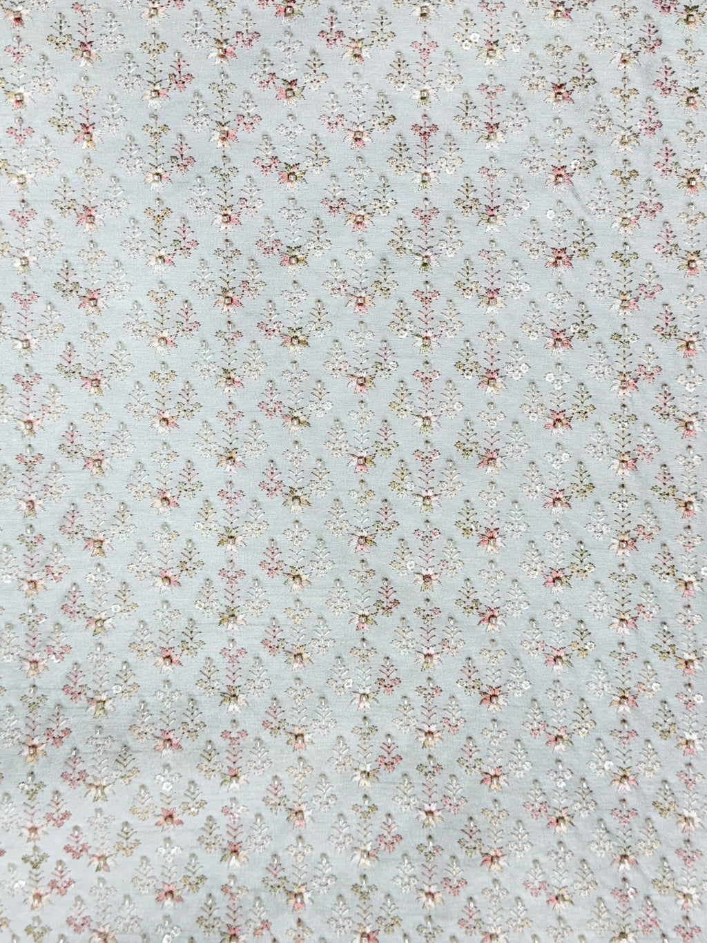 Pastel Floral Beadwork Embroidered Fabric | 2504468