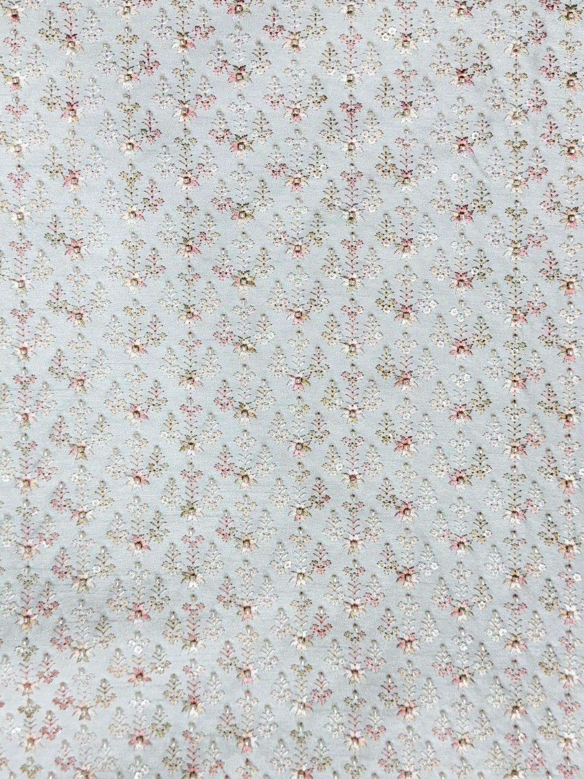 Pastel Floral Beadwork Embroidered Fabric | 2504468