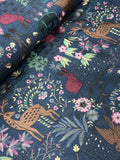 Royal Garden & Deer Embroidered Silk Fabric | 2504675