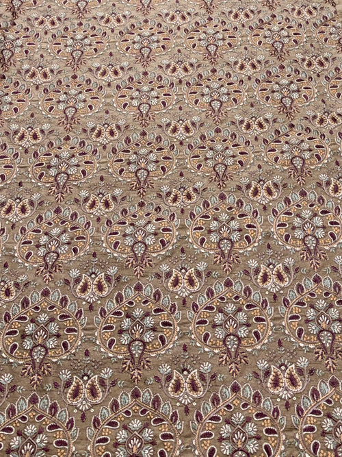 Brown Paisley Multicolour Threadwork Fabric | 2502622